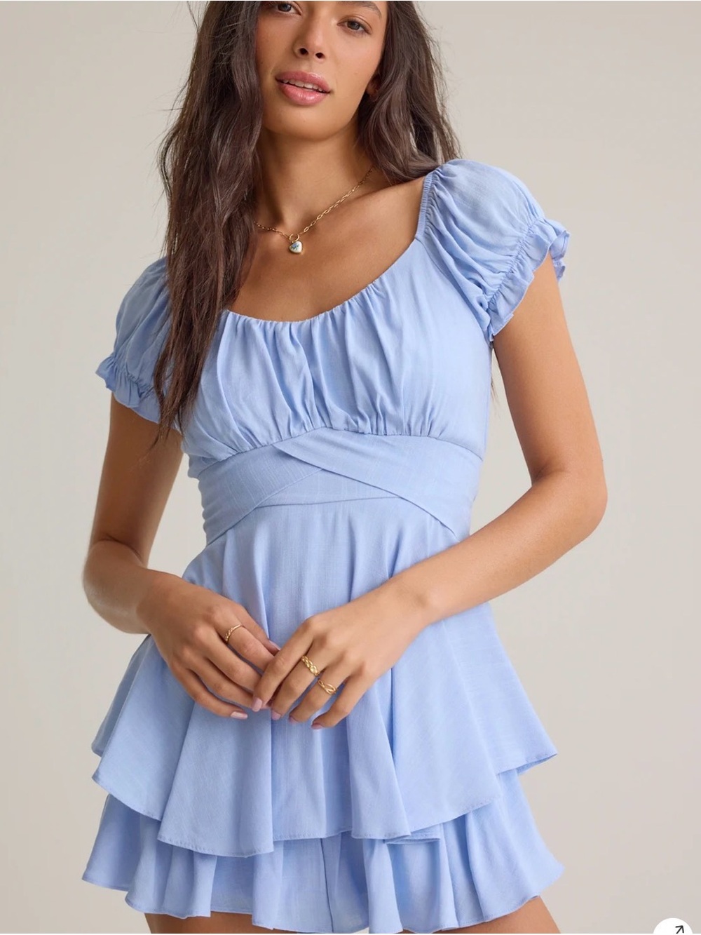 Altar'd State Light Blue Tiered Romper